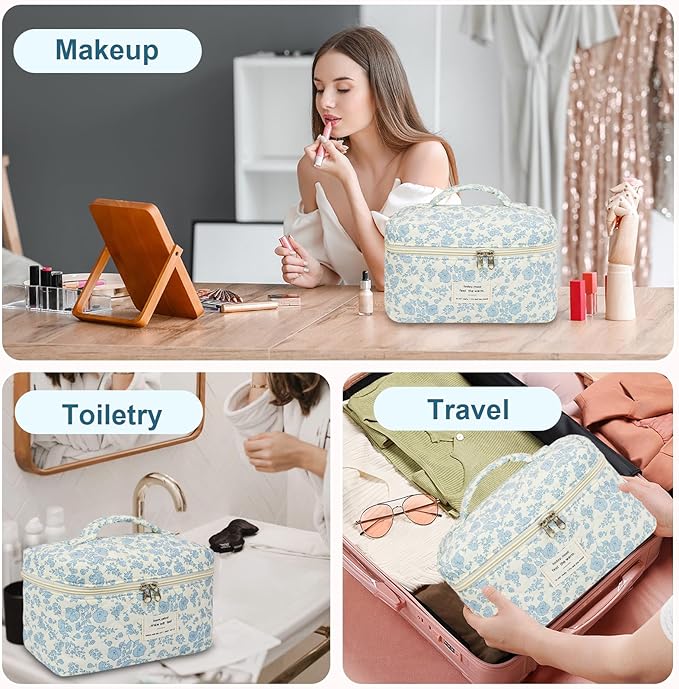 Floral Quilted Makeup Organizer