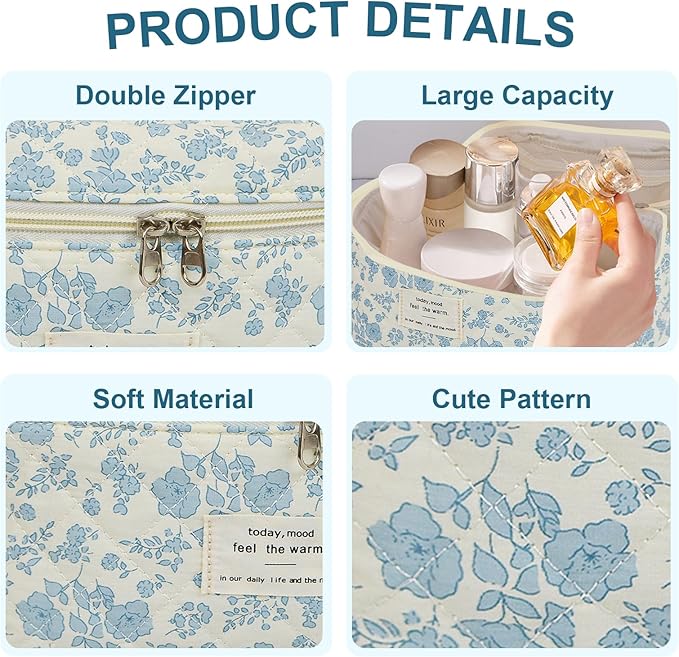 Floral Quilted Makeup Organizer