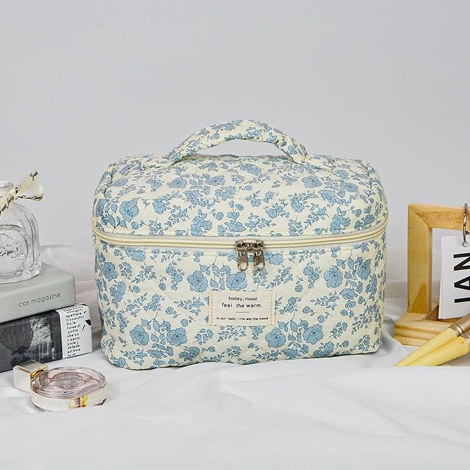 Floral Quilted Makeup Organizer